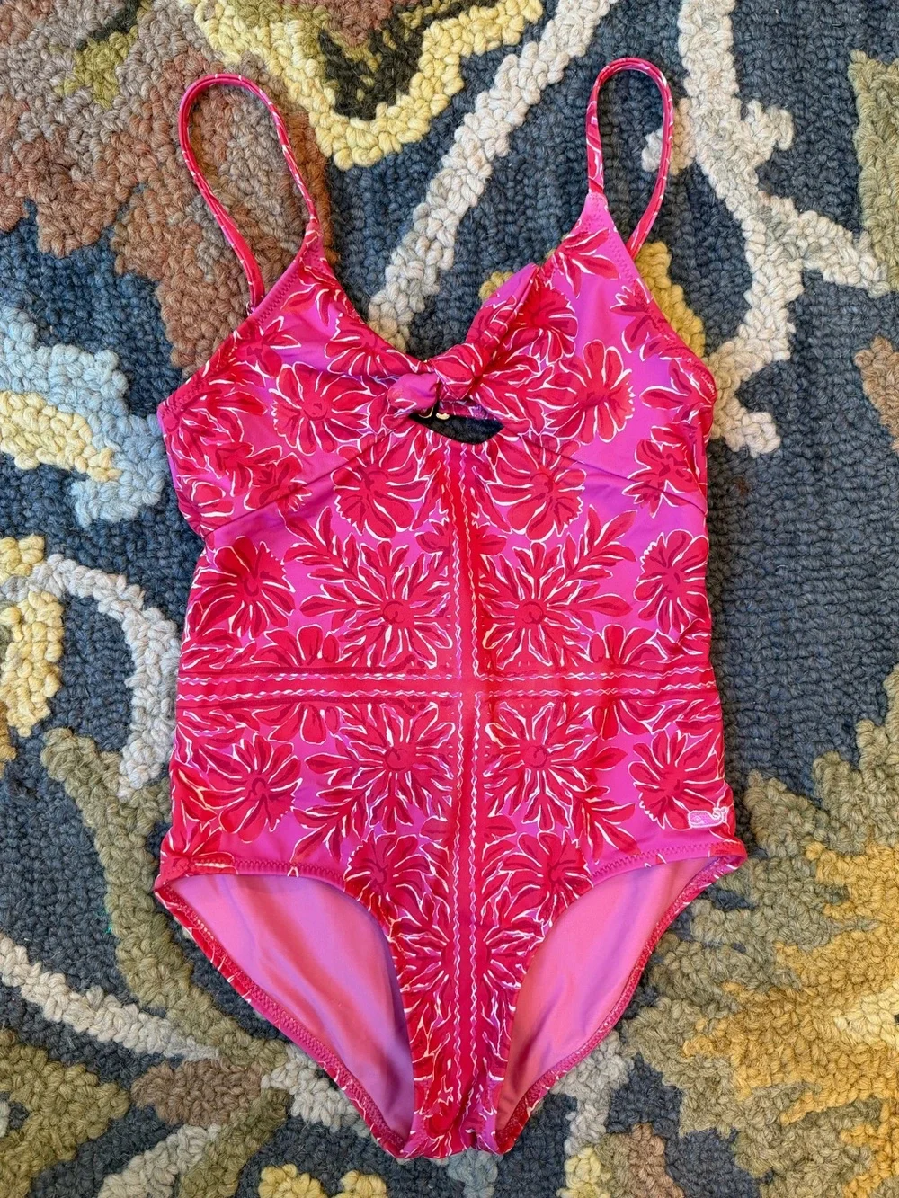 Vineyard Vines Hot Pink Floral One-Piece Swim